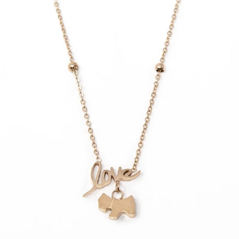 long necklaces for women-Stainless Steel Love Dog Necklace Rose Gold Plated