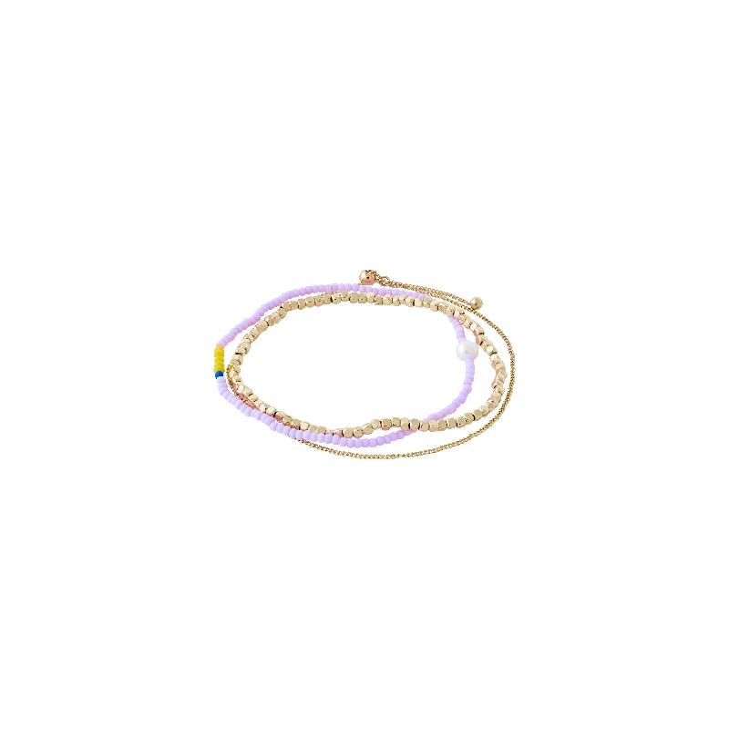 thick bangles for women-ENERGETIC purple bracelets 3-in-1 set gold-plated