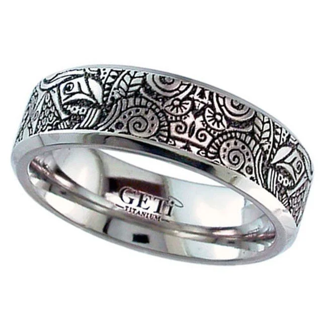 modern engagement rings for women-Laser Engraved Titanium Ring - 2226CH-Zen4