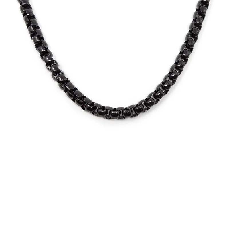 elegant crystal necklaces for women-Stainless Steel Black Ion Plated Box Chain Necklace 24 Inch