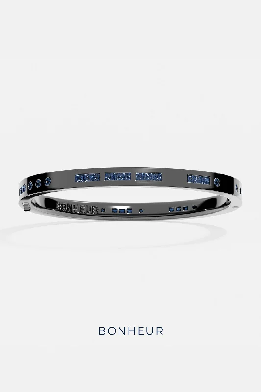 bangles with diamonds for women-Blue Bonheur Morse Code Bangle