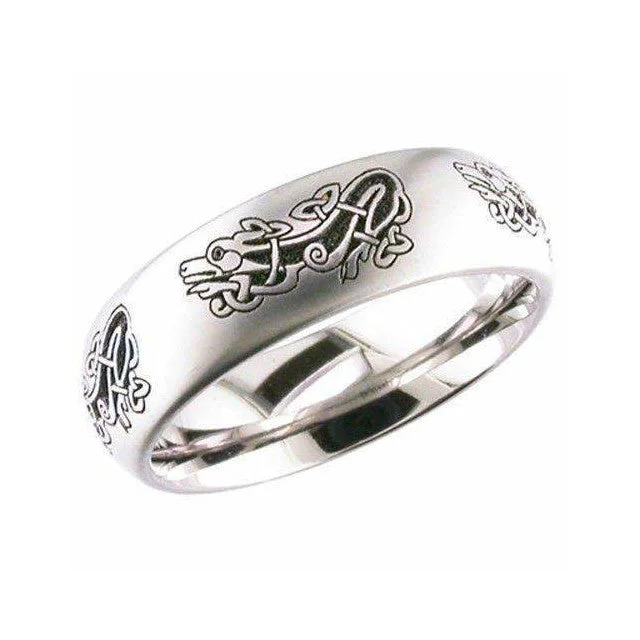 solitaire rings for women-Titanium Celtic Dragon Design Ring - 2204CD17