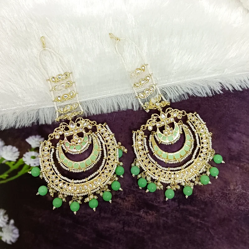 stud earrings with gemstones for women-Bhavi Jewels Gold Plated Kundan Dangler Earrings