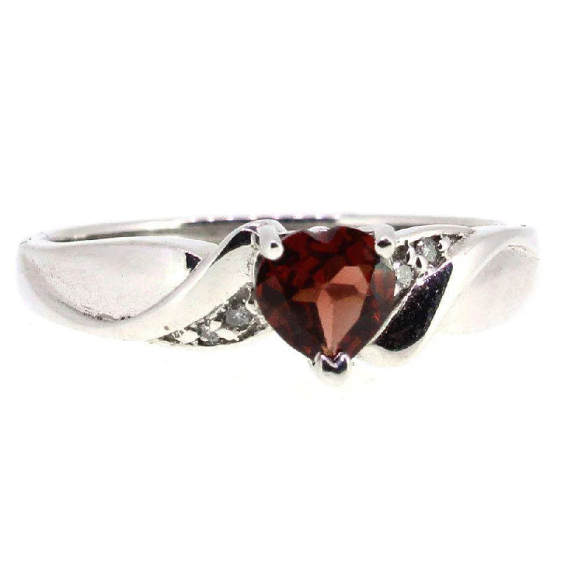 modern engagement rings for women-9 Carat White Gold Diamond and Garnet Dress Ring