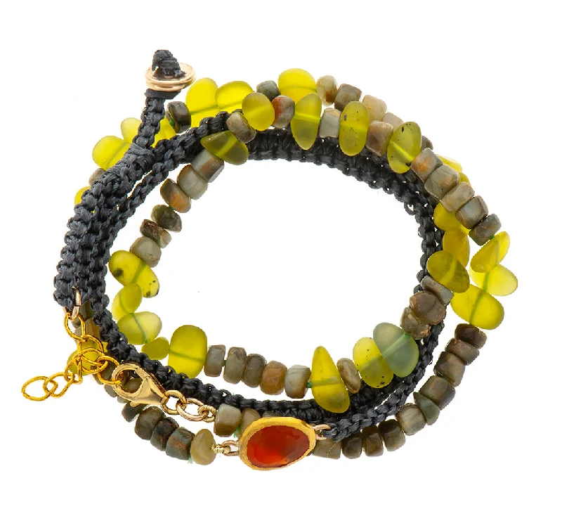 wedding bracelets for women-Nava Zahavi Yellow Gold Serpentine and Carnelian Bracelet