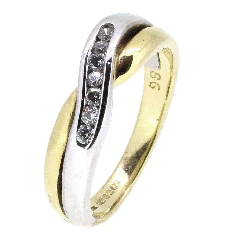 multi-band rings for women-18ct Yellow & White Gold Crossover Diamond Ring - E86