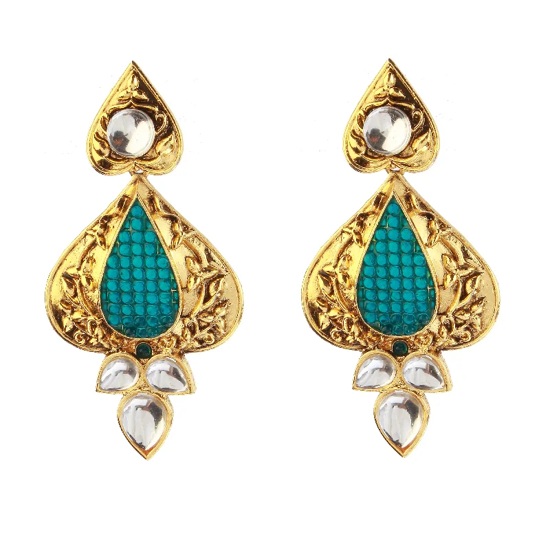 classic earrings for women-Amina Creation Gold Plated Dangler Earrings