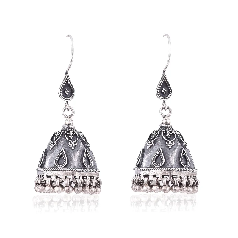 romantic drop earrings for women-Silver Mountain Sterling Silver oxdised earring