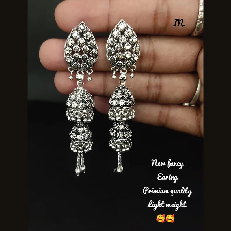 antique-style earrings for women-Lucentarts Jewellery Silver Plated Jhumki Earrings