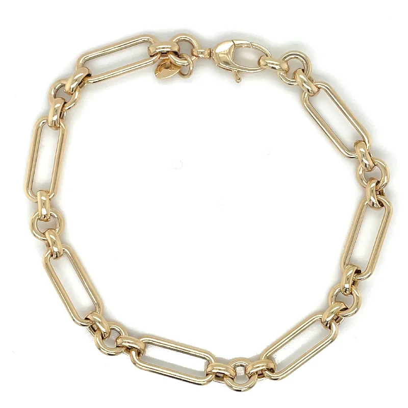 simple charm bracelets for women-9ct Yellow Gold Paper Link Bracelet