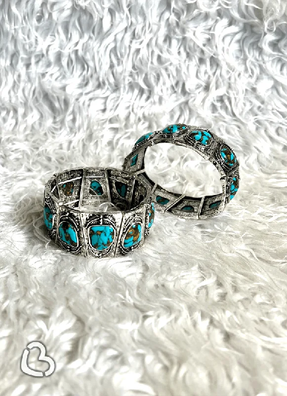 stylish bangles for women-Talia Turquoise Stretch Bracelet