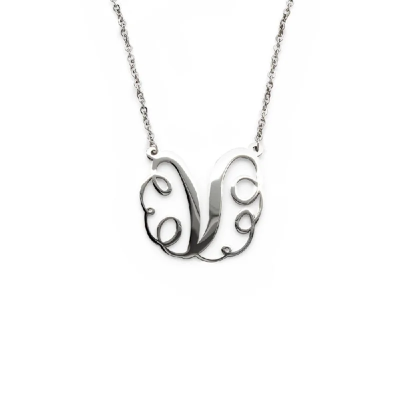 floral necklaces for women-Stainless Steel Necklace Initial - V