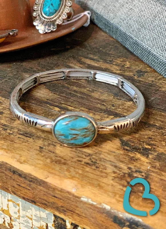 charm bangles for women-The Coalmont Turquoise Stretch Bracelet