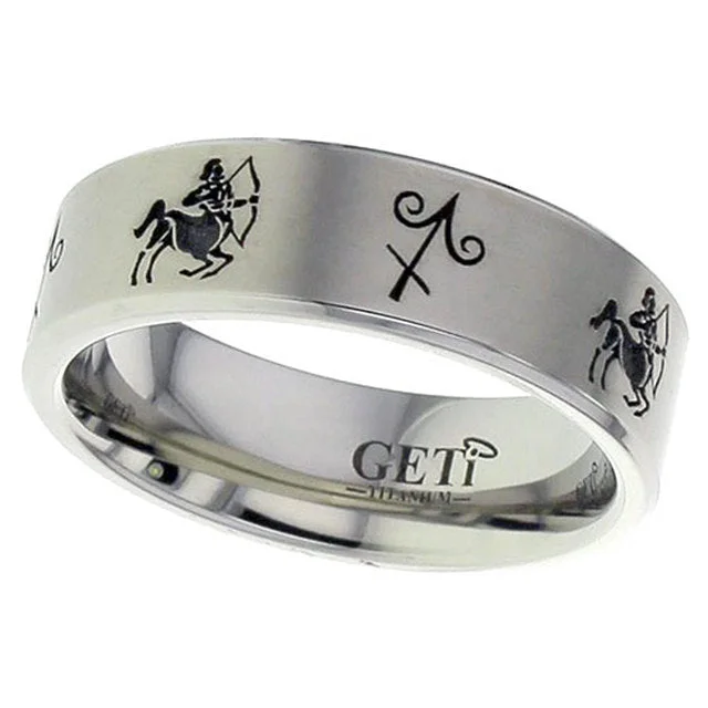 luxurious rings for brides-Astrological Titanium  Ring - 2226CHSAG