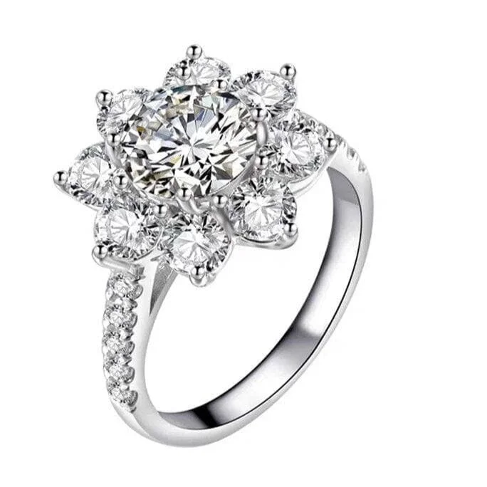 luxury engagement rings for brides-2ct 8mm Sun Flower Diamond Engagement Ring