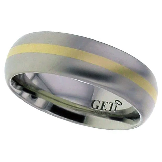 gold wedding bands for women-Titanium and Gold Ring - 2210-18KYELLOW