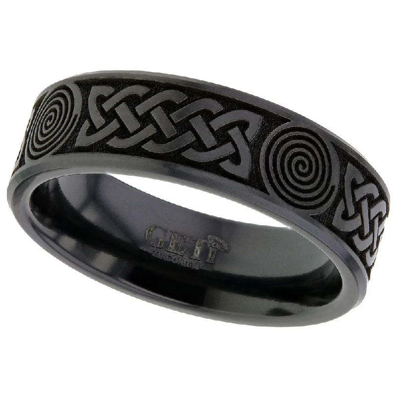 silver engagement rings for women-Zirconium Celtic Knotwork Swirl Ring - 4026CHB-CW3