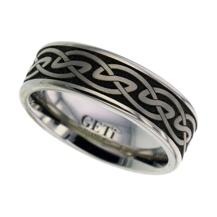 vintage-inspired rings for women-Celtic Titanium Ring - 2259-INV