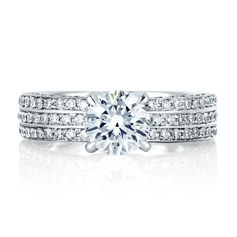 diamond engagement rings for women-A.Jaffe Engagement Rings Three Row Shared Prong Engagement Ring MES321/169