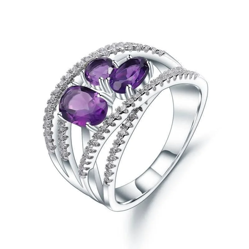 romantic engagement rings for women-1.84Ct Natural Amethyst Gemstone Ring