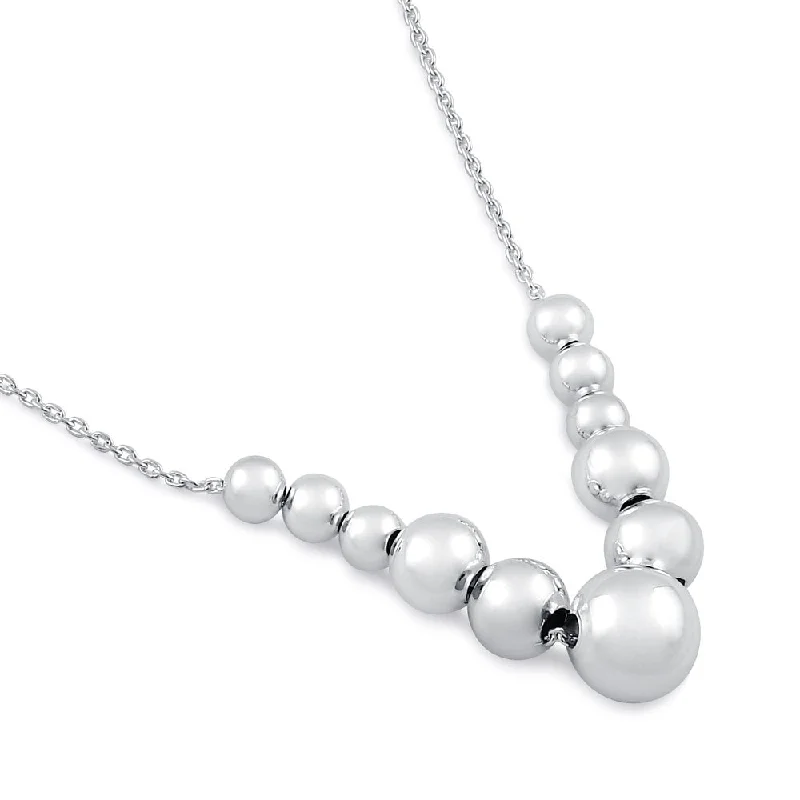 long pendant necklaces for women-Sterling Silver Tier Bead Necklace