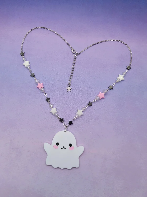 sapphire necklaces for women-Hug Me Please Ghost Necklace