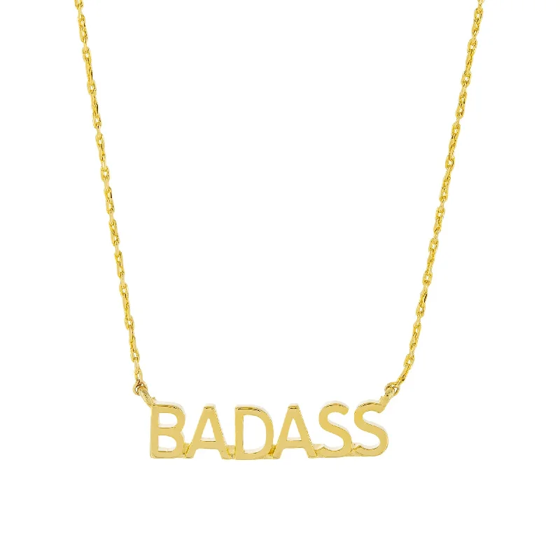 birthstone necklaces for women-Gold Plated Brass "BADASS" Necklace