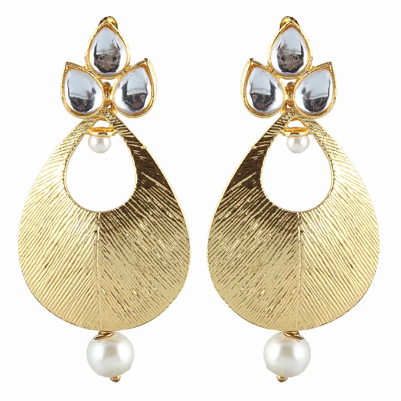 elegant gemstone earrings for women-Amina Creation Gold Plated Dangler Earrings