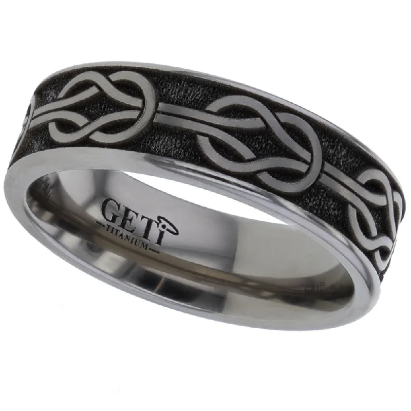 high-quality rings for women-Celtic Titanium Ring - 2226-CLK10