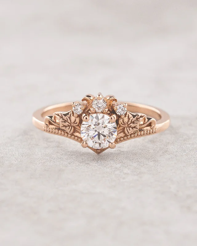 classic diamond engagement rings for women-Lab grown diamond engagement ring, rose gold nature inspired proposal ring / Ariadne