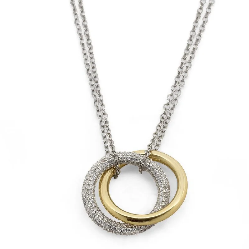 sophisticated necklaces for women-Necklace Two Circle Pave Pendant