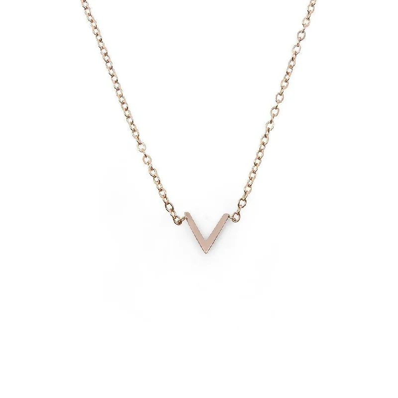 dainty gold necklaces for women-Stainless Steel V Necklace Rose Gold Plated