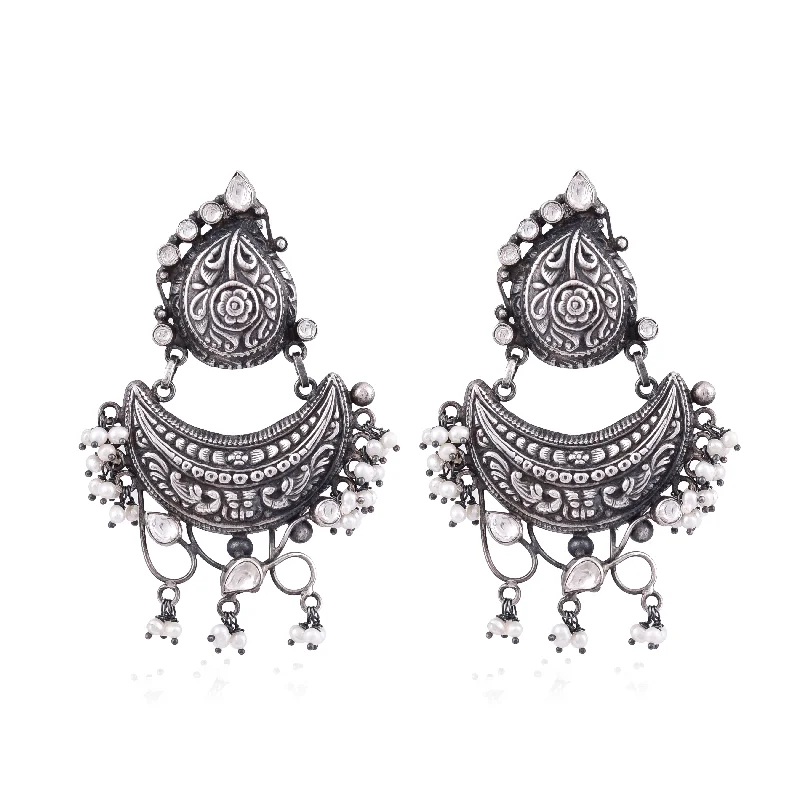 small hoop earrings for women-Silver Mountain Sterling Silver antique oxidised earring