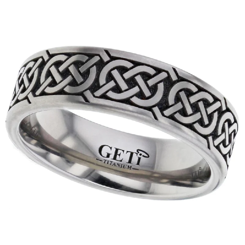 simple wedding rings for women-Celtic Titanium Ring - 2226-CLK7