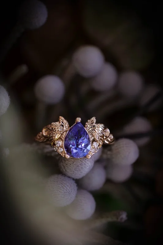 bridal engagement rings for women-Tanzanite and diamonds engagement ring / Vineyard