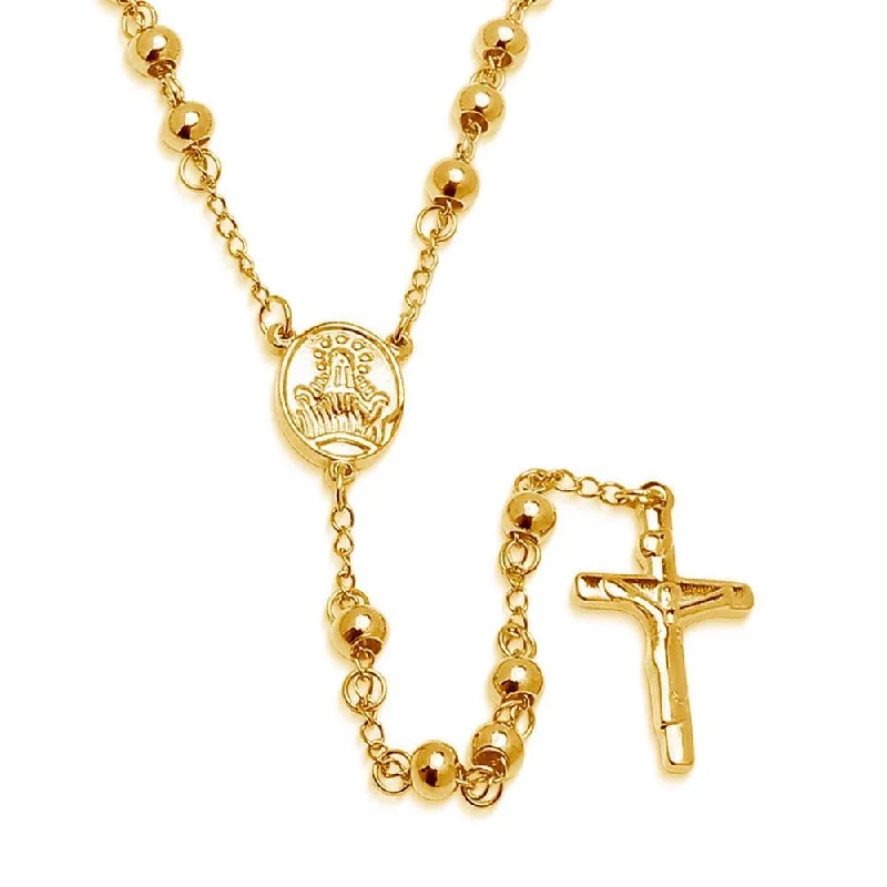 delicate gold necklaces for women-Men's Stainless Steel 18 Kt Gold Rosary Necklace