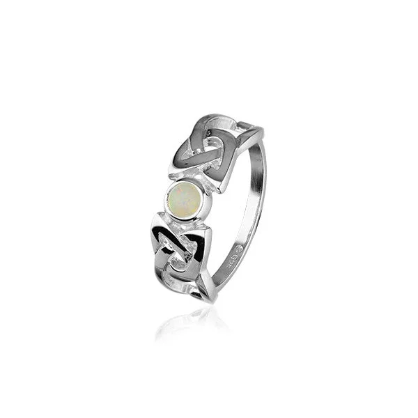 antique-inspired rings for women-Silver & Opal Celtic Ring - SR110