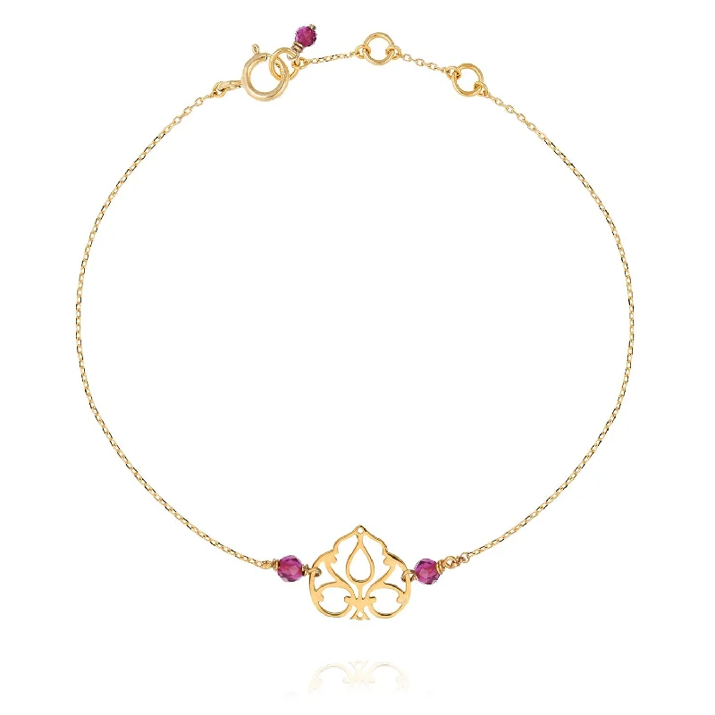 fashion-forward bangles for women-Naila Bracelet Pink Garnet - 18k Yellow Gold