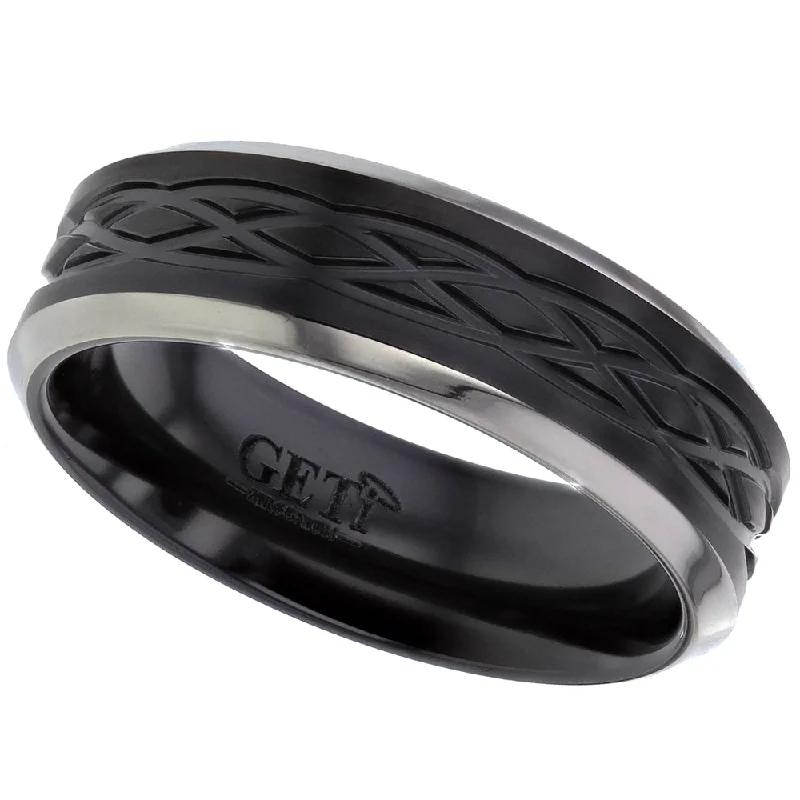 modern diamond rings for women-Zirconium Celtic Knotwork Ring - Z017CHRB-REV