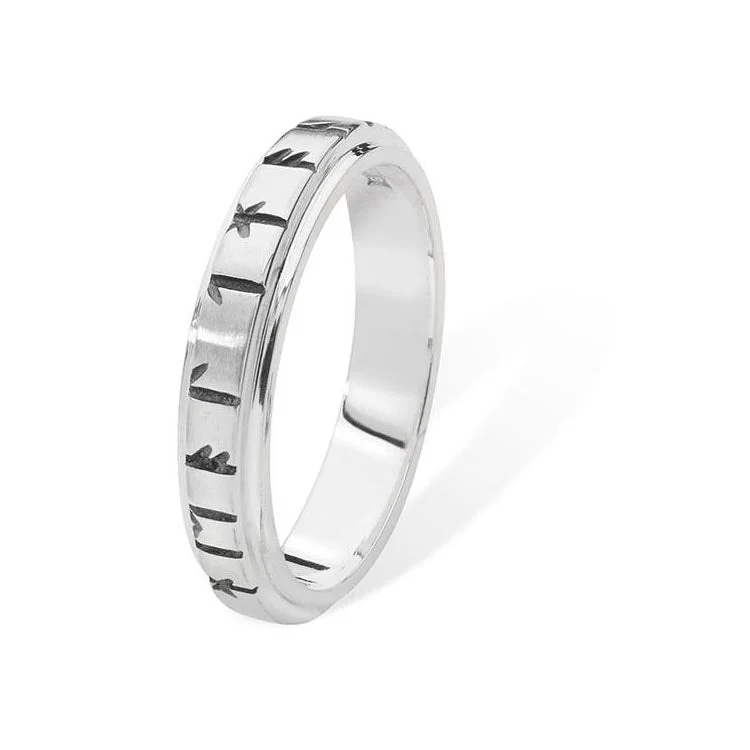 elegant diamond rings for women-Runic Sterling Silver Ring - 16032-1