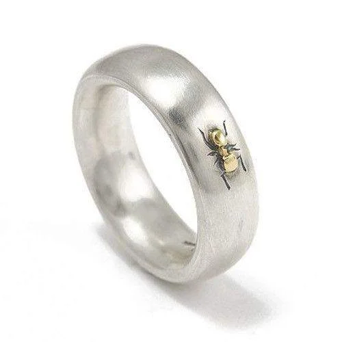 modern diamond rings for women-Sterling Silver & 18ct Ant Ring