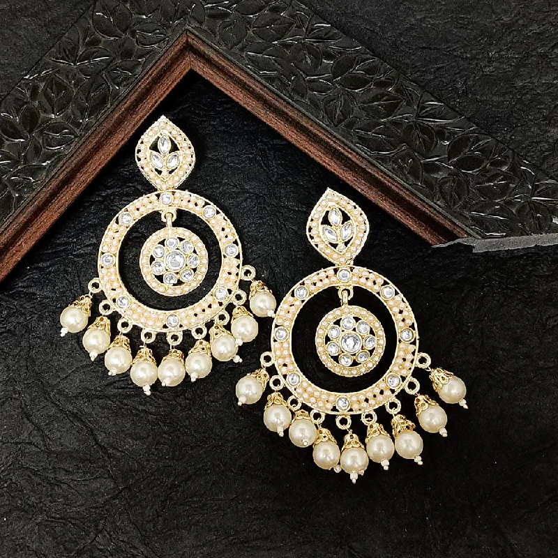 classic hoop earrings for women-Bhavi Jewels Gold Plated Kundan Stone Dangler Earrings