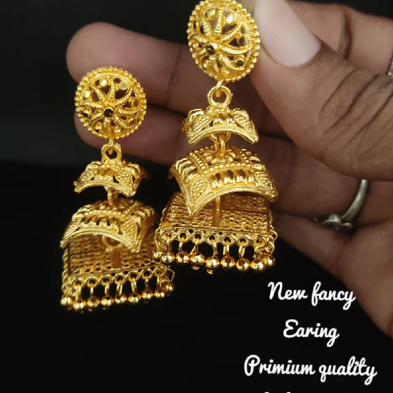 hand-crafted earrings for women-Lucentarts Jewellery Gold Plated Jhumki Earrings