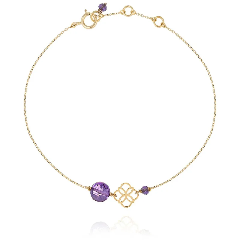 bangles with diamonds for women-Daisy Pastille Gold Bracelet Amethyst - 18k Gold