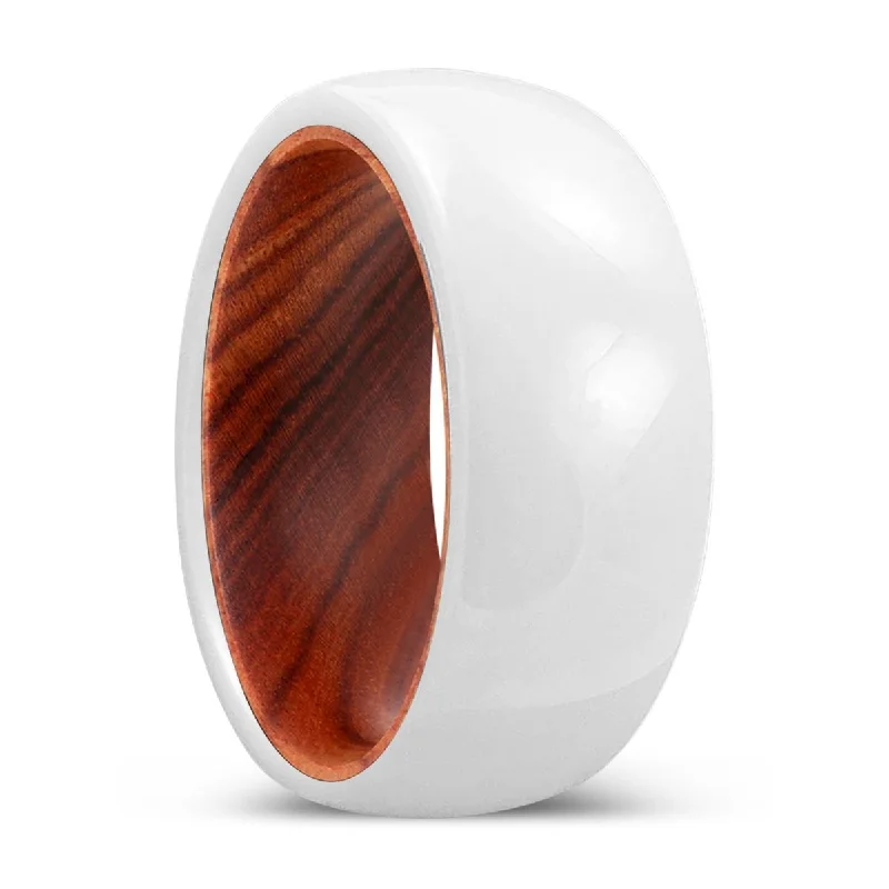 birthstone rings for women-EMBOLDEN | IRON Wood, White Ceramic Ring, Domed