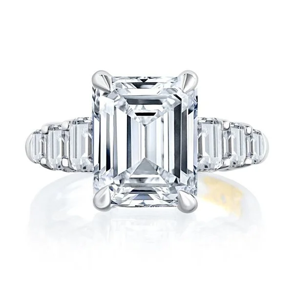 classic diamond engagement rings for women-A.Jaffe Engagement Rings Classic Four Prong Emerald Cut Diamond Flanked Engagement Ring MECEC2856/427