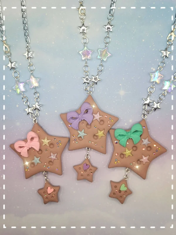 geometric necklaces for women-Shining Star Cookie Necklace