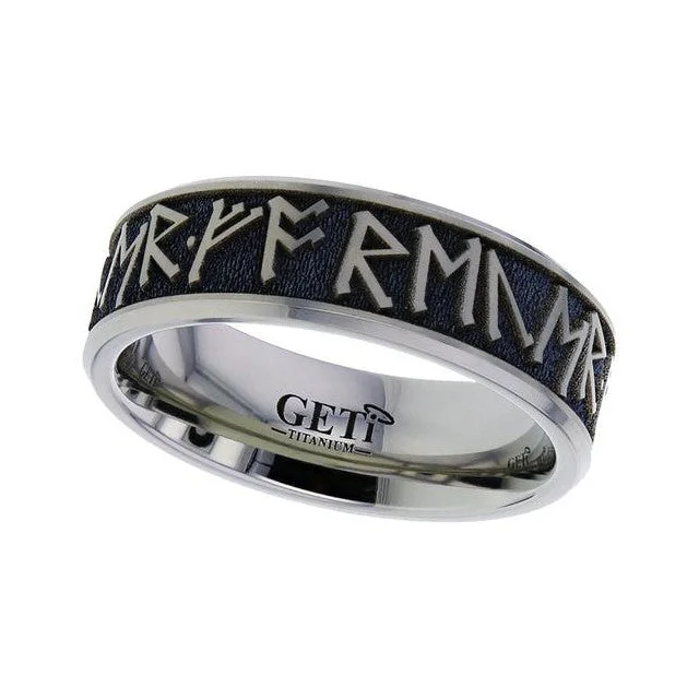 designer rings for women-Titanium Runic Ring - 2226CH-IR