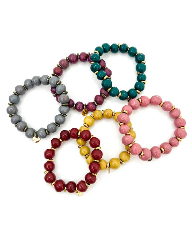 stackable bangles for women-Bonnet Clay Bracelet || Choose Color