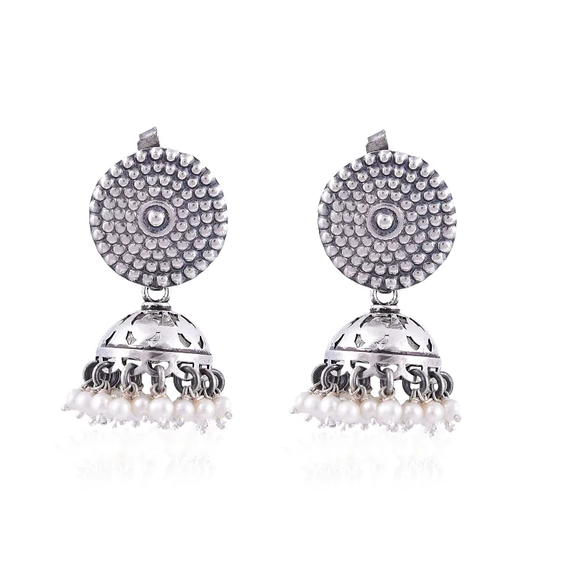 handmade earrings for women-Silver Mountain 925 Sterling Jhumki Earrings